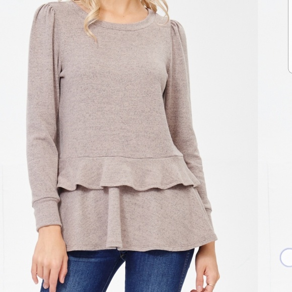 - Long Sleeve, Round Neck, Double Ruffle - Picture 4 of 7